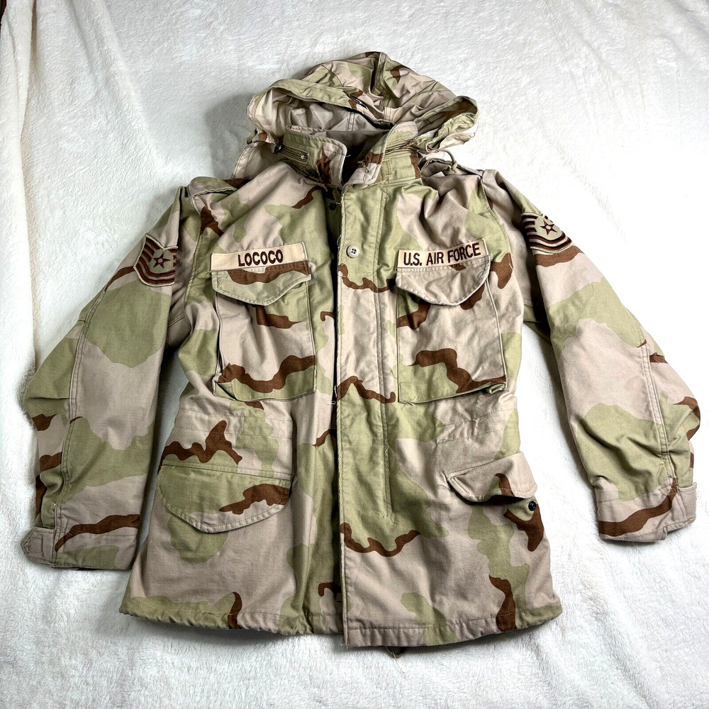 Vintage US Air Force Desert Camo Field Jacket Coat Cold Weather Size S